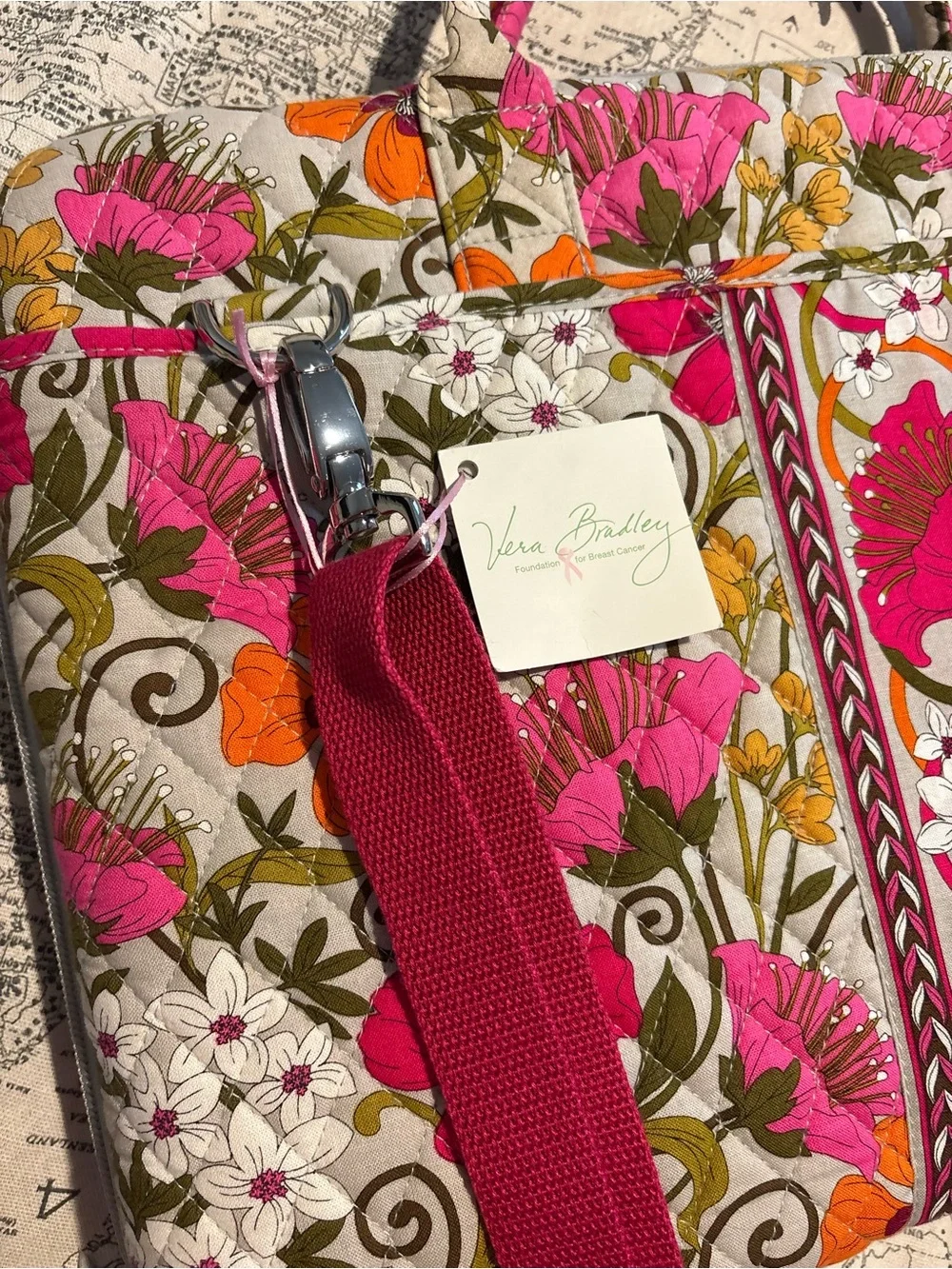 Vera Bradley Floral Quilted Laptop Bag in Pink & Orange
